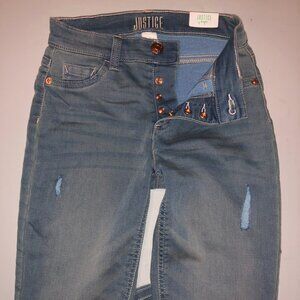 Justice not Walmart girls stretch light blue high rise jeans size 14 slim